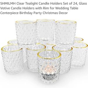 24 piece Gold Rim Glass Candle Holder